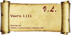 Vavro Lili névjegykártya